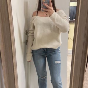 Open-back white sweater